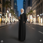 ⁦عباية لوريا الجديدة بغطاء للرأس لون أسود مقاس XL⁩ - الصورة ⁦2⁩