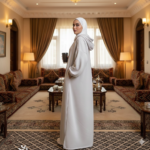 ⁦عباية لوريا الجديدة بغطاء للرأس لون أبيض مقاس XL⁩ - الصورة ⁦3⁩