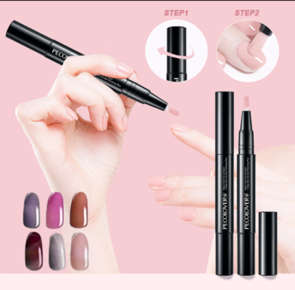 6 قطع من اقلام طلاء الاظافر جل 3 في 1  يدوم طويلا للنساء والفتيات