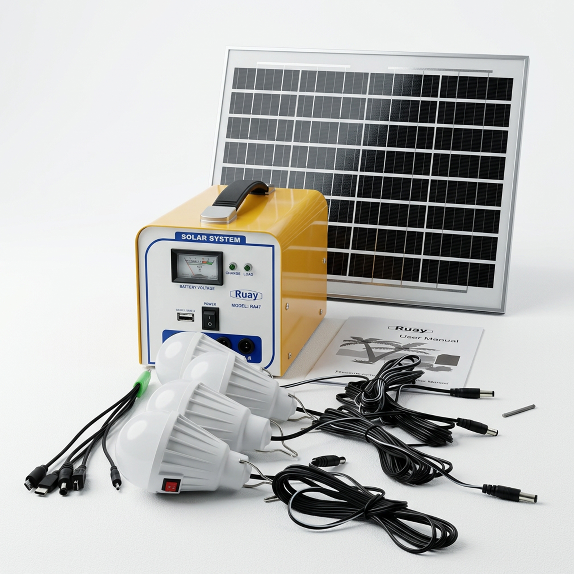 ffca5e68-83df-4e5a-9ace-a8b225ac1185.jpg محطة طاقة شمسية محمولة مع 4 لمبات LED - الحل الأمثل للرحلات والطوارئ - الصورة 1